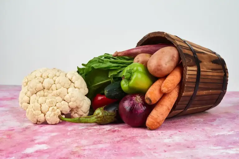 freshly harvested vegetables and fruits storage
